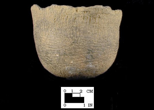 Cord-marked Monongahela vessel from the Folly Run/Meyer site 18GA53/1.